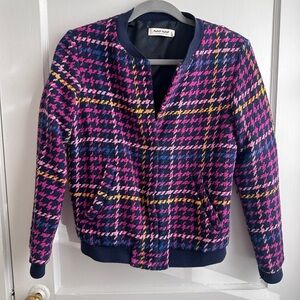 NAF NAF Women's Pink and Blue Houndstooth Bomber Jacket